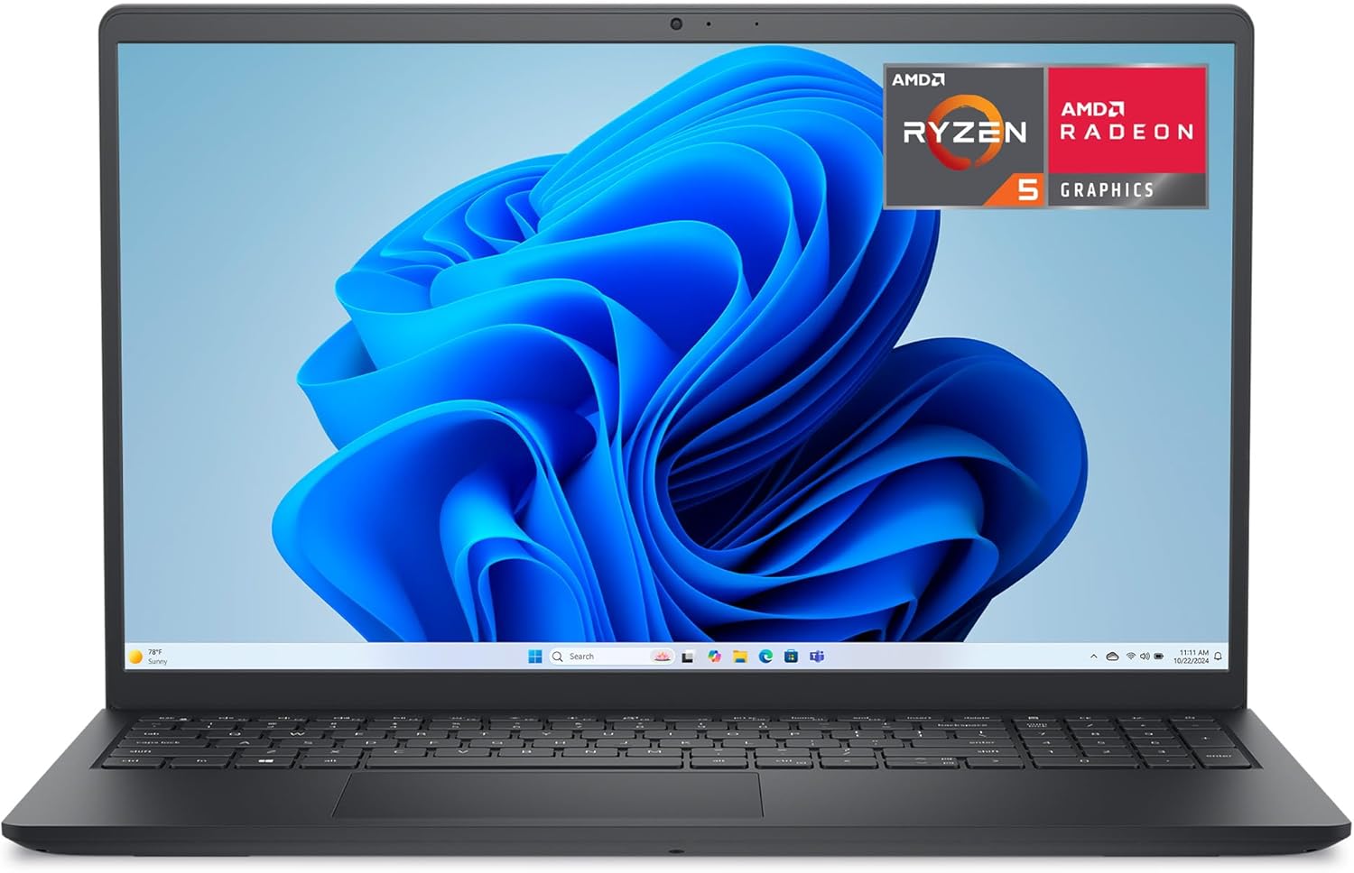 Dell 15 Laptop DC15255-15.6-inch FHD 120Hz Display, AMD Ryzen 5-7520U, 8GB LPDDR5 RAM, 512GB SSD, AMD Radeon 610M Graphics, Windows 11 Home, Onsite Service - Carbon Black