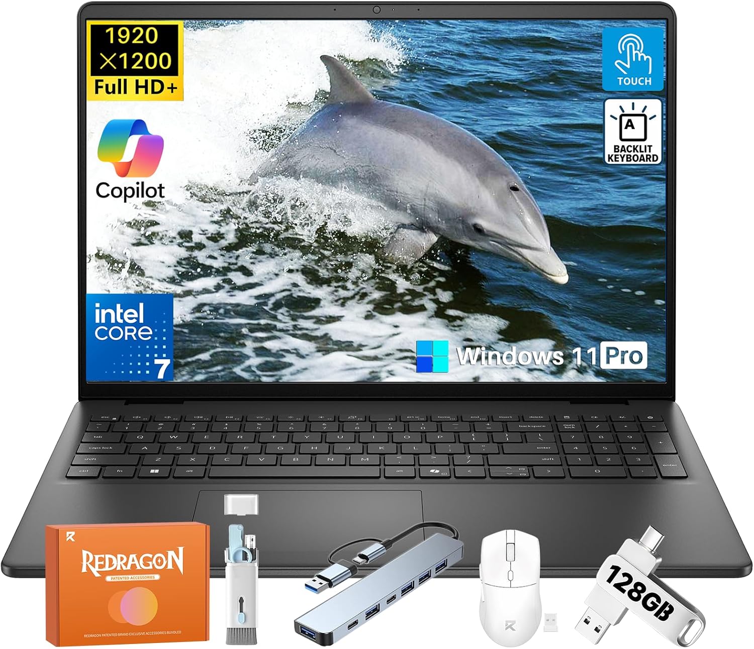 Dell Inspiron 16 Touchscreen Laptop, Intel 10-Core 7 150U (Up to 5.4 GHz), 32GB DDR5, 1TB SSD, 16'' FHD+ 300 Nits Display, Backlit Keyboard, Copilot AI, Windows 11 Pro, Wi-Fi 6, for Business Student