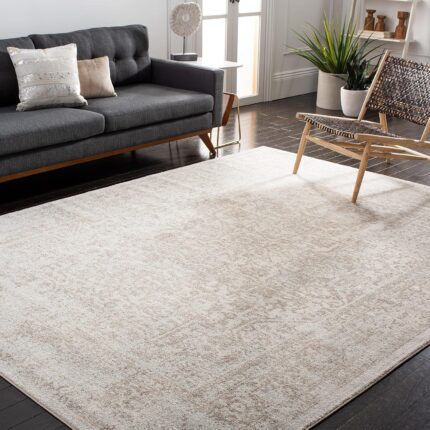 SAFAVIEH Area Rug 9x12 - Evoke Collection - Large - Ivory & Taupe, Distressed Design, Non-Shedding & Easy to Clean, Ideal for Living Room, Bedroom, Dining Space (EVK256E)