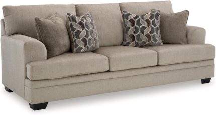Signature Design by Ashley Stonemeade Casual Sofa with 4 Toss Pillows, Light Brown
