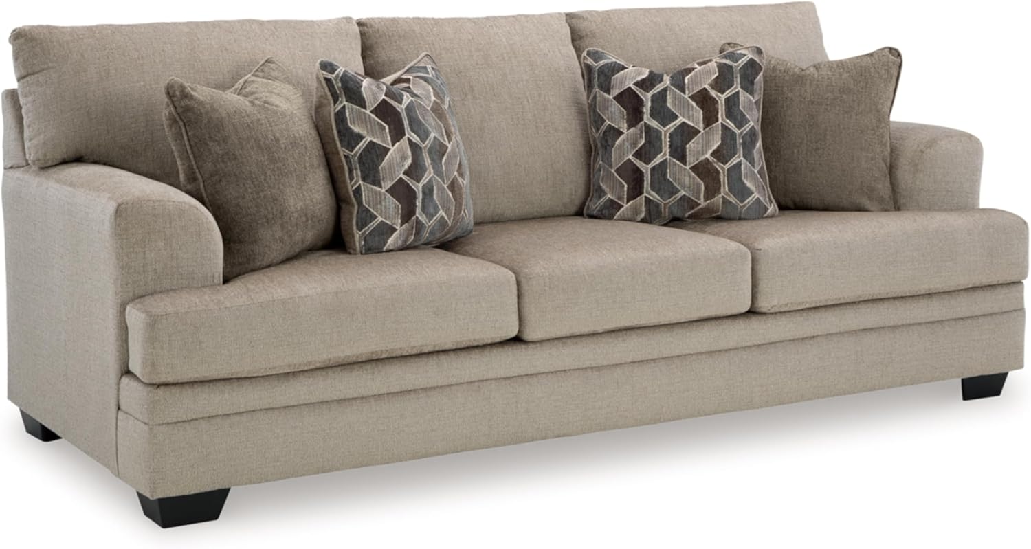 Signature Design by Ashley Stonemeade Casual Sofa with 4 Toss Pillows, Light Brown