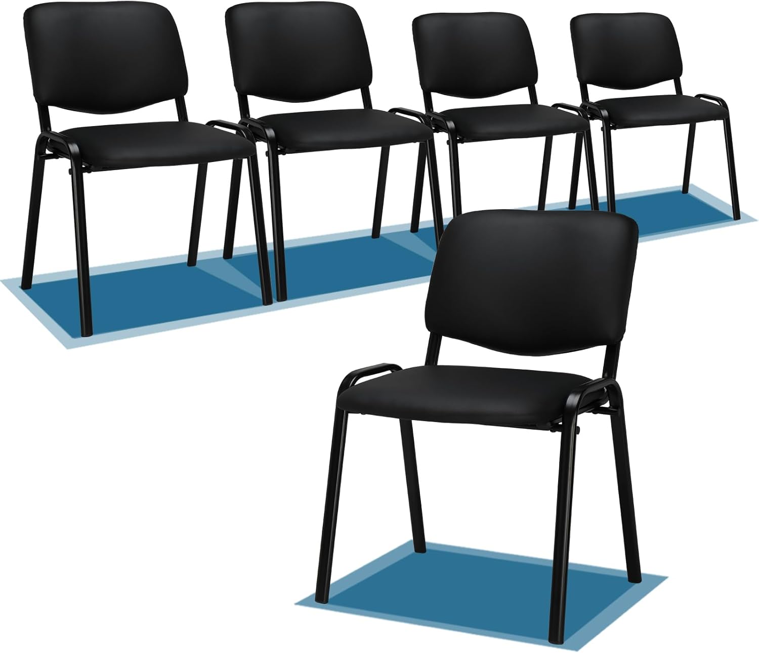 VINGLI Waiting Room Chairs, 5-Pack PU Church Conference Stackable, Office Guest Chairs & Reception Stacking Chair for Meeting Room, Office Lobby, Simple&Space-Saving